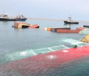 Tanzanian cargo ship overturns in Iranian port